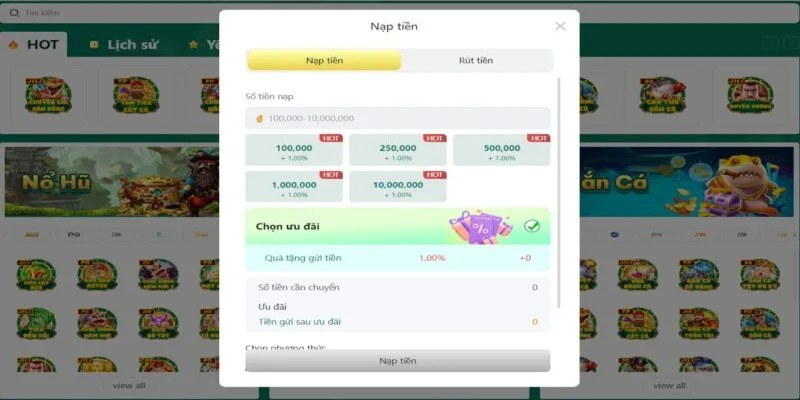 Nạp tiền nhận thưởng liền tay tại sân chơi